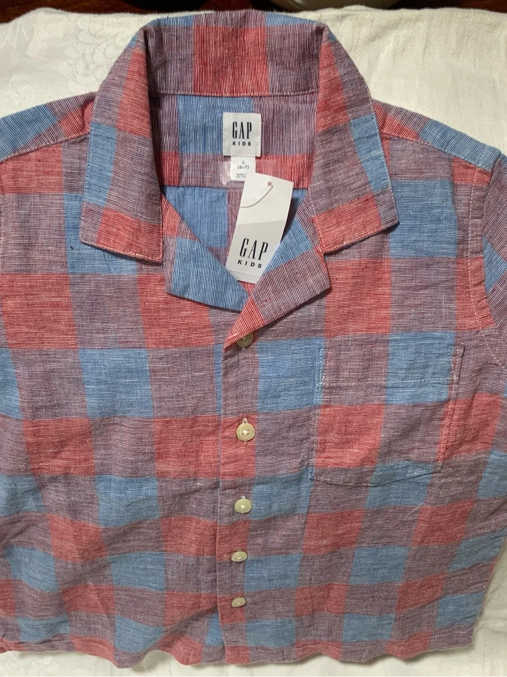GAP Kids Red and Blue Plaid Button-Down Shirt